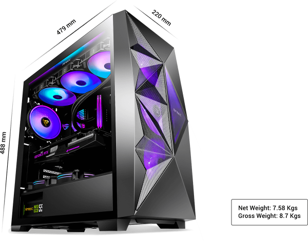 ⁦מארז ANTEC DF800 FLUX Mid Tower ATX RGB Tempered Glass side⁩ – תמונה ⁦5⁩