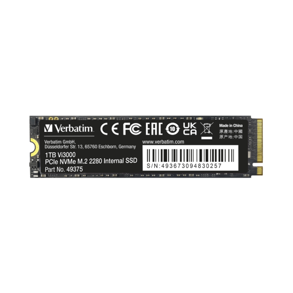 דיסק VERBATIM Vi3000 PCIe NVMe M.2 1TB 3100/2200/MB/s
