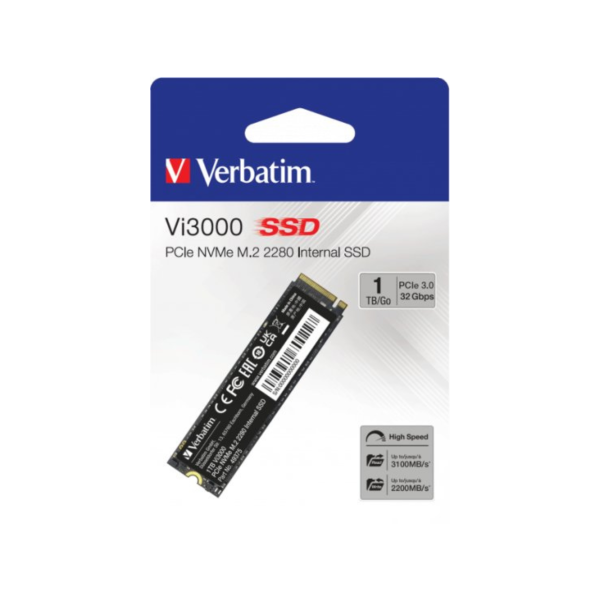 ⁦דיסק VERBATIM Vi3000 PCIe NVMe M.2 1TB 3100/2200/MB/s⁩ – תמונה ⁦3⁩