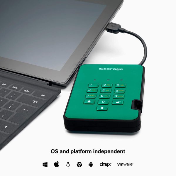 ⁦דיסק מוצפן נייד 2.5'' / SSD / diskAshur2 / 2TB / Green⁩ – תמונה ⁦2⁩