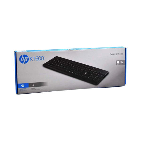 ⁦מקלדת חוטית שקטה בחיבור חוטי בצבע שחור HP K1600 Wired Keyboard⁩ – תמונה ⁦4⁩