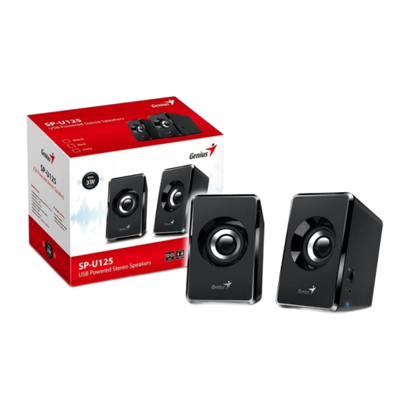 ⁦רמקולים למחשב Genius 2x3W (6W) בסגנון עץ-שחור⁩ – תמונה ⁦3⁩