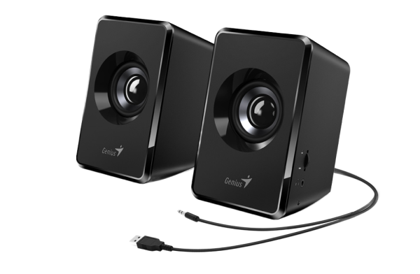 ⁦רמקולים למחשב Genius 2x3W (6W) בסגנון עץ-שחור⁩ – תמונה ⁦2⁩