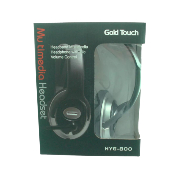 ⁦אוזניות חוטיות למחשב עם מיקרופון Gold Touch HYG800 1.8 מ' 3.5 מ"מ⁩ – תמונה ⁦5⁩