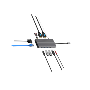 ת.עגינה Type-C ל-3 מסכים 2xHDMI|VGA|RJ45|SD|2xUSB3.0