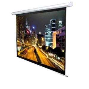 מסך הקרנה חשמלי 16:9 לתליה 2.03×1.15 מ’ + שלט דגם BCPEBV92