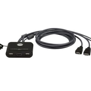 ממתג KVM ל-2 מחשבים חיבור  HDMI FHD Aten CS22D + כבלים