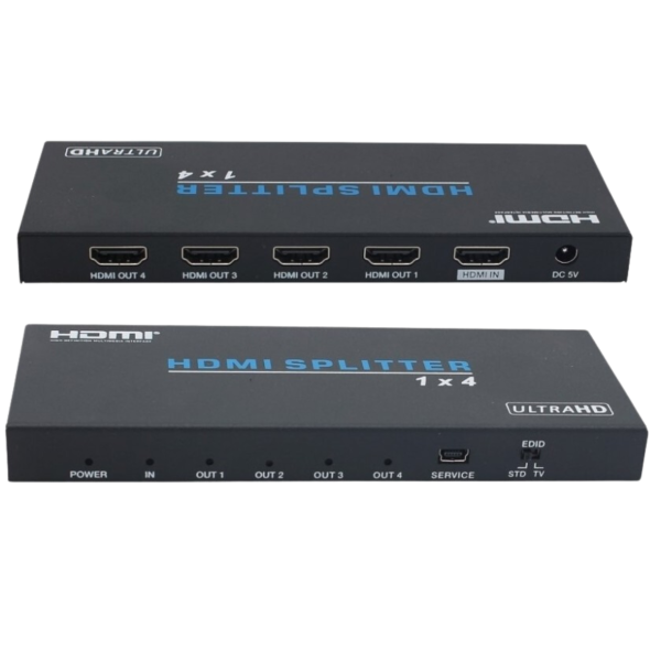 מפצל HDMI2.0 מוגבר ל-4 מסכים בו זמנית תומך 4K@60HZ