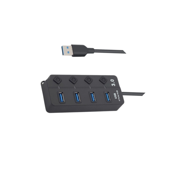 מפצל USB 3.0 עם 4 פורטים + כפתור ON/OFF