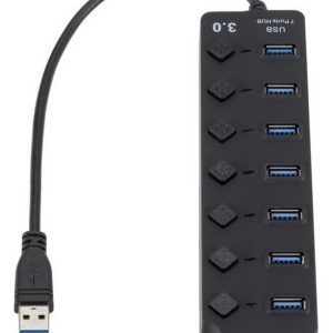 מפצל USB 3.0 עם 7 פורטים + כפתור ON/OFF + כניסה לשנאי