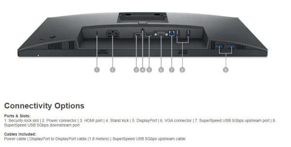⁦מסך מחשב Dell P2422H 23.8" Full HD⁩ – תמונה ⁦5⁩