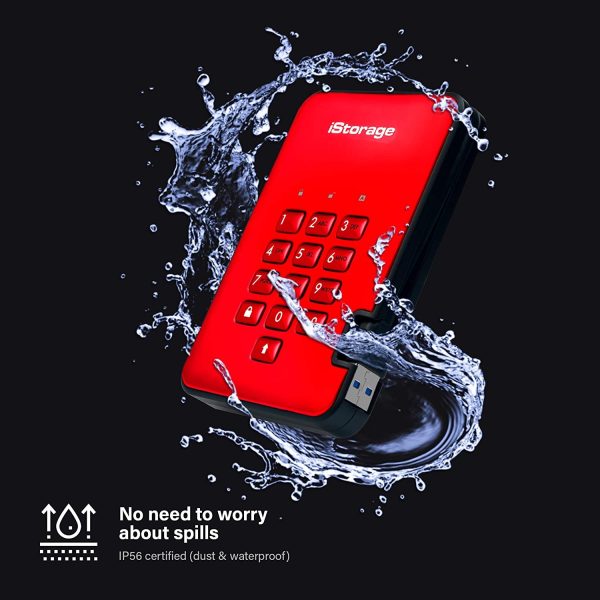 ⁦דיסק קשיח נייד מוצפן 2.5'' / diskAshur2 / 4TB / Red⁩ – תמונה ⁦3⁩