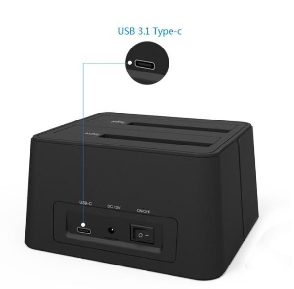 ⁦משכפל דיסקים  Wavlink USB3.1 Type-C Dual Smart Docking WL-ST334UC⁩ – תמונה ⁦3⁩