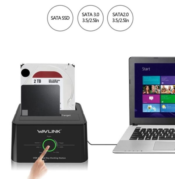 ⁦משכפל דיסקים  Wavlink USB3.1 Type-C Dual Smart Docking WL-ST334UC⁩ – תמונה ⁦2⁩