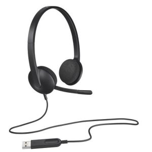 אוזנייה חוטית עם מיקרופון Logitech H340