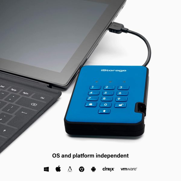 ⁦דיסק מוצפן נייד 2.5'' / SSD / diskAshur2 / 4TB / Blue⁩ – תמונה ⁦2⁩