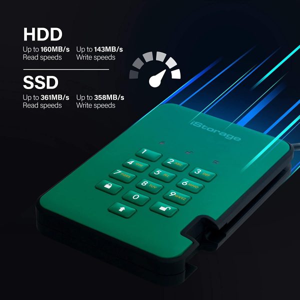 ⁦דיסק מוצפן נייד 2.5'' / SSD / diskAshur2 / 512GB / Green⁩ – תמונה ⁦3⁩