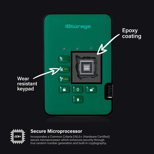 ⁦דיסק מוצפן נייד 2.5'' / SSD / diskAshur2 / 8TB / Green⁩ – תמונה ⁦2⁩