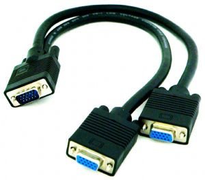 כבל מפצל VGA זכר ל2xVGA נקבה 20 ס"מ איכותי