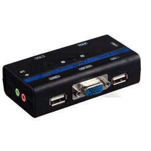 מתג KVM 2:1 אוטומטי VGA+USB+AUDIO +כבלים