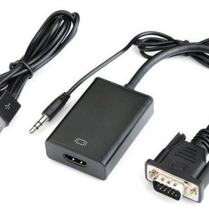 מתאם VGA זכר + PL3.5 זכר ל- HDMI נקבה (במסך HDMI, במחשב VGA