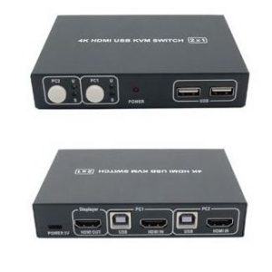 קופסת מיתוג KVM איכותית מ-2 מחשבים לעמדת עבודה אחת 4K HDMI + USB