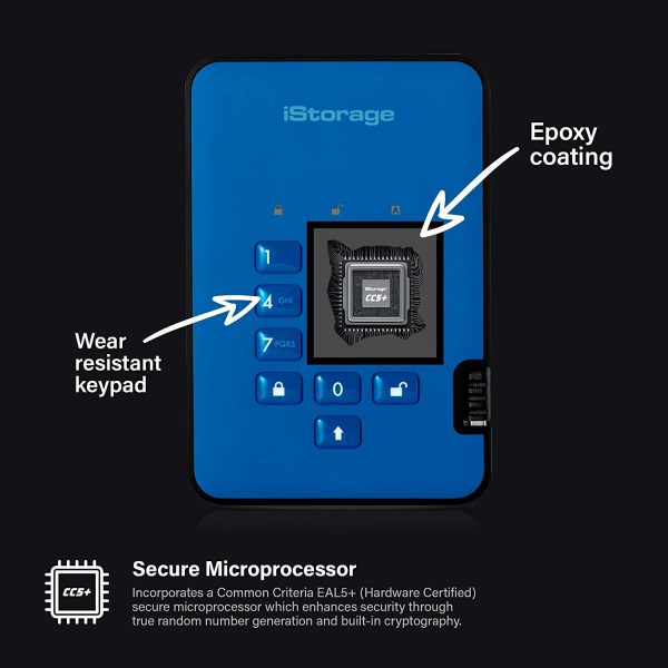 ⁦דיסק מוצפן נייד 2.5'' / SSD / diskAshur2 / 8TB / Blue⁩ – תמונה ⁦2⁩
