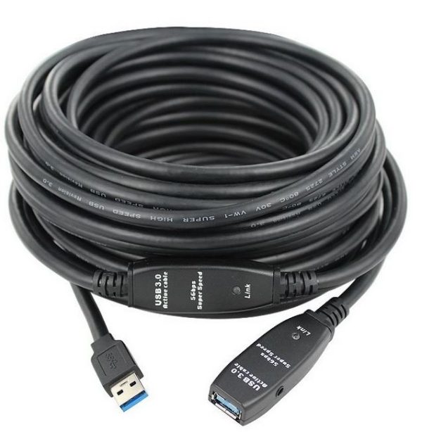כבל מאריך USB3.0 A זכר ל- USB3.0 A נקבה אקטיבי + שקע 5 מטר