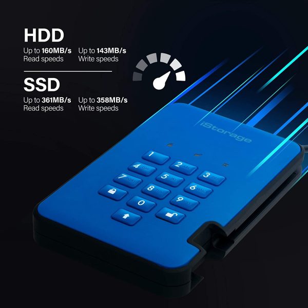 ⁦דיסק מוצפן נייד 2.5'' / SSD / diskAshur2 / 4TB / Blue⁩ – תמונה ⁦3⁩