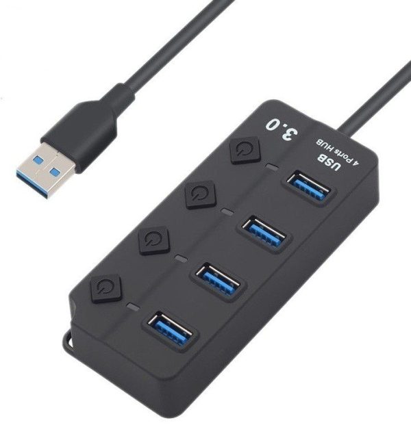 ⁦מפצל USB 3.0 עם 4 פורטים + כפתור ON/OFF⁩ – תמונה ⁦2⁩