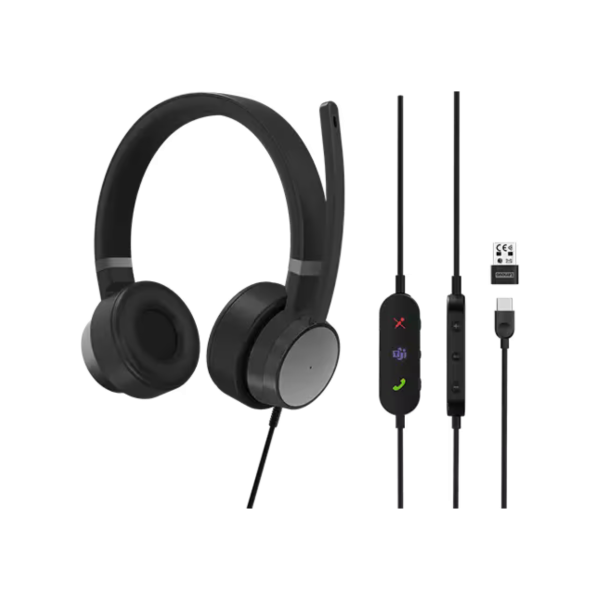 ⁦אוזניות חוטיות תומך Lenovo Go Wired ANC USB-C Teams + מתאם 1Y⁩ – תמונה ⁦5⁩