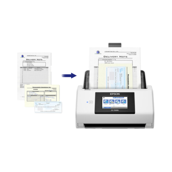 ⁦סורק צבעוני דו צדדי EPSON DS790WN 4.3" מזין 100 דפים שנה אחריות⁩ – תמונה ⁦3⁩