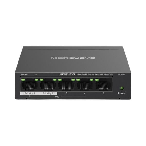 מתג שולחני Mercusys 5 Ports 10/100/1000Mbps 4-Port PoE+ 1YL