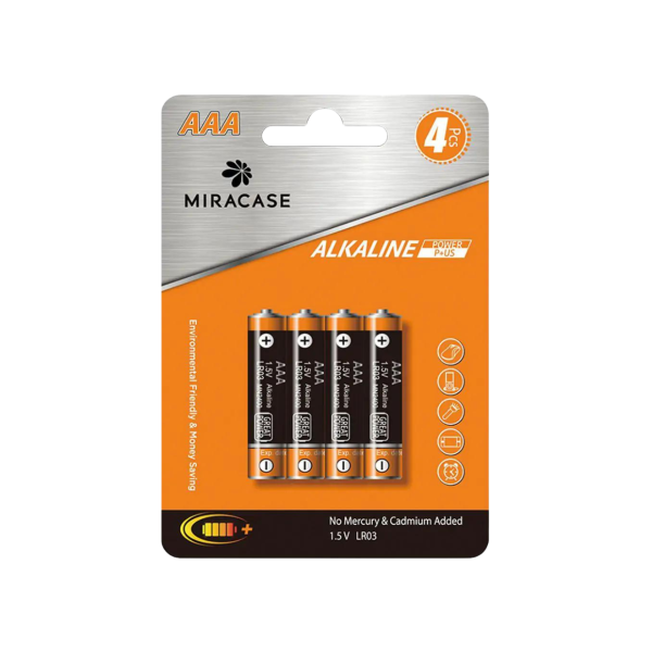 סט 4 סוללות MIRACASE ALKALINE AAA 1.5V LR6 59141-004-03