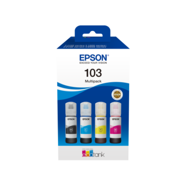 מארז סט דיו מקורי למדפסת EPSON 103 ink bottle 127ml שנה אחריות